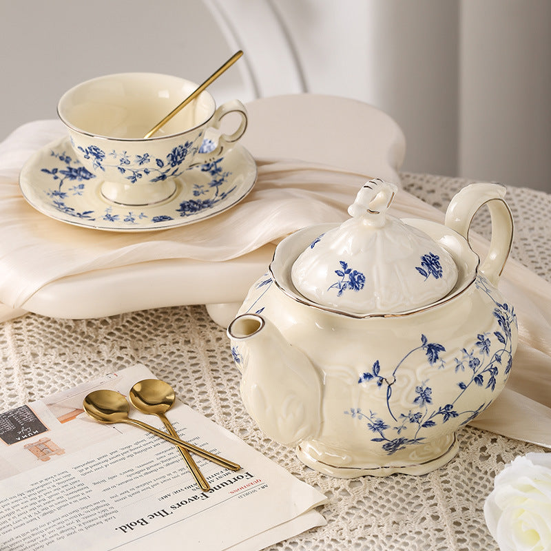 European-style stylish palace style ceramic coffee cup and saucer floral afternoon tea cup teapot milk pot sugar pot stylish combination