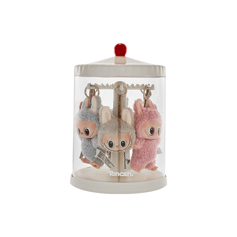 Labubu display box rotating transparent stackable plush doll figure rabub pendant blind box display
