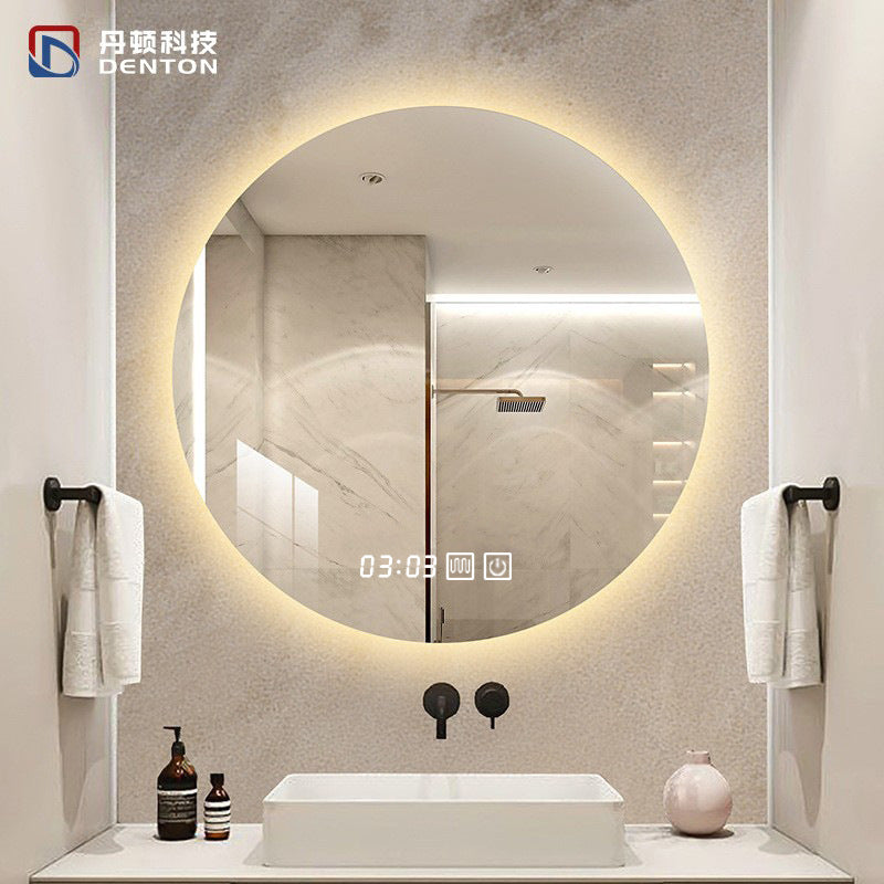 Toilet with lamp round mirror wall hanging smart mirror anti-fog luminous led bathroom mirror bathroom round mirror wholesale
