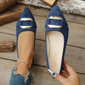 plus size square buckle flats shoes flats women's flats soft bottom metal plaid work shoes work flats women's shoes