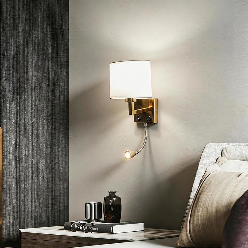 Accessible luxury fabric wall lamp cross-border hotel bedside reading lamp soft tube adjustable spotlight bedroom corridor indoor wall lamp