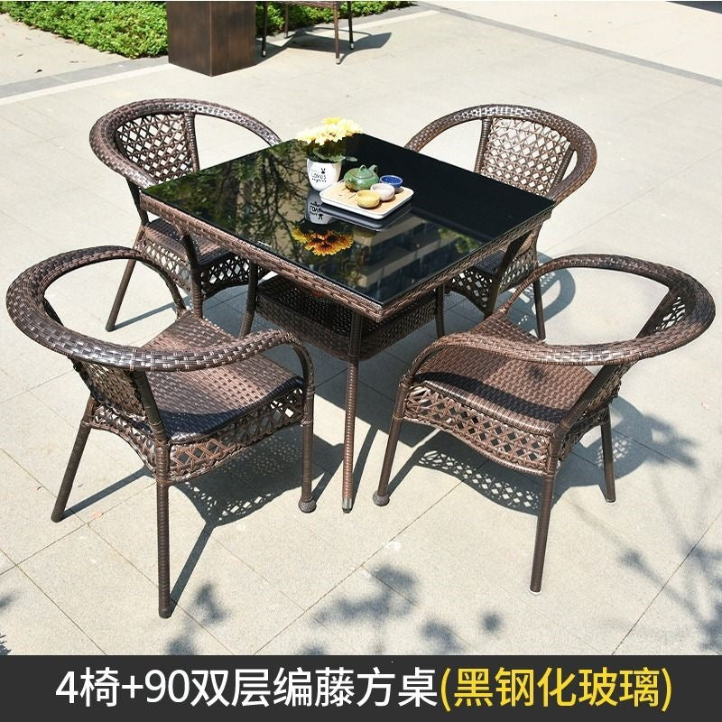 Three-piece rattan chair set casual tea table courtyard rattan outdoor table and chairs balcony tea table and chairs balcony casual table and chairs
