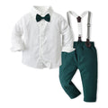 K-style children's clothing kidssuitlong sleevesshirt suspender two-piece set 61 spring & fallnew arrivalboys' first birthday dress