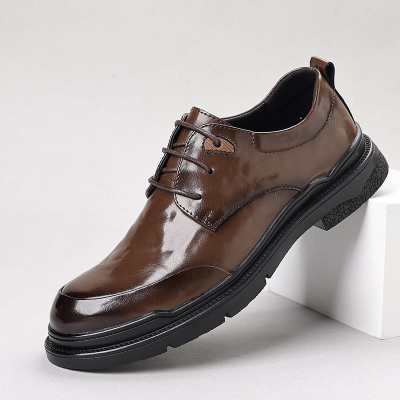 New arrival genuine leather casual business leather shoes best sellingretro hand-grabbed pattern men's leather shoes wedding wear formal men's shoes