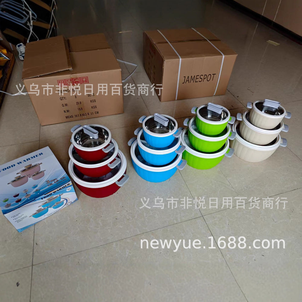manufacturer direct sales stainless steel insulated bucket portable insulated bucket large capacity commercial three-piece insulated pot