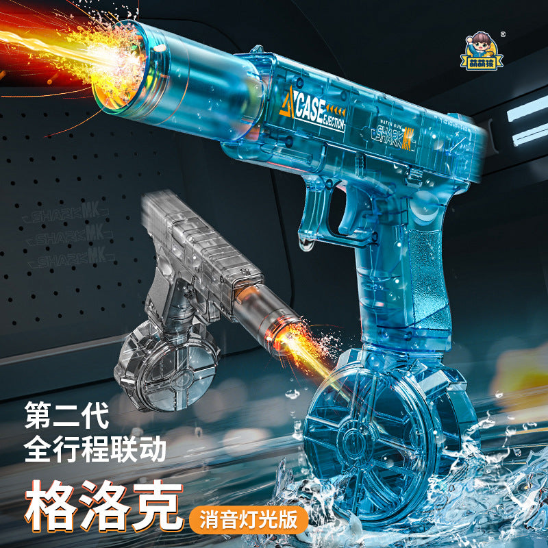 new arrival: fully automatic second-generation electric glock water gun with lights - outdoor toy for boys and girls