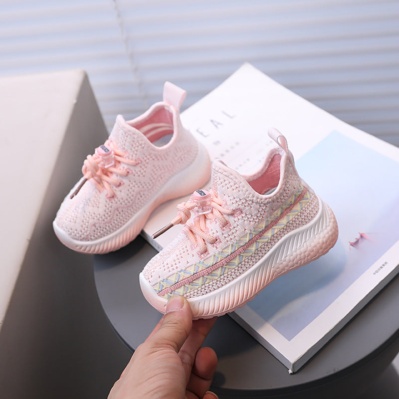Clearance sale: kids' yeezy sneakers! boys' athletic shoes, breathable mesh sneakers, flyknit girls' casual shoes, soft-soled baby shoes