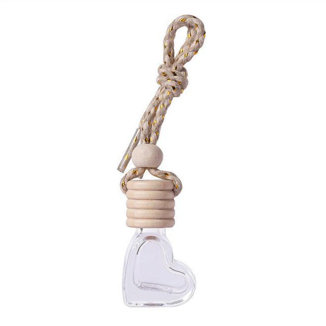 6ml new car perfume bottle pendant - heart-shaped five-line cap aromatherapy empty bottle with lanyard - creative interior car accessory (glass bottle)