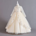 New arrival: long-sleeved sequin & lace trimmed children's formal dress - perfect for flower girls, princess parties, and christmas! girl's dress
