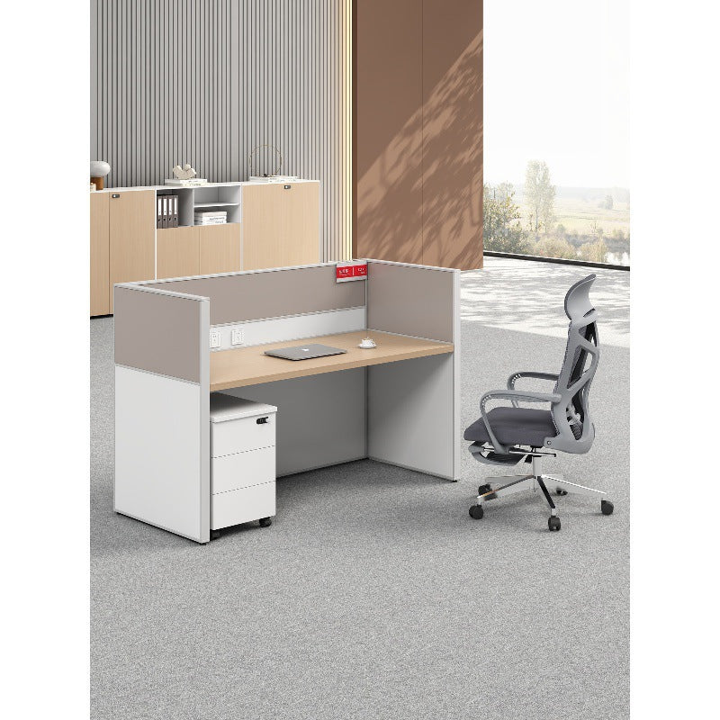 Staff office desk and chair set - minimalist modern office furniture, workstation computer desk, employee desk with partition
