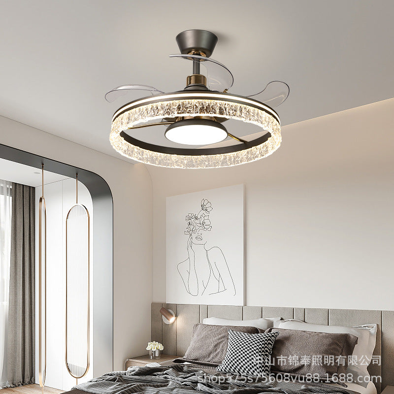Ice crack ceiling fan light Invisible fan light Modern simple home decoration lighting Bedroom restaurant Household integrated fan light