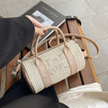 crossbody bag for women, large capacity, 2025 summer letter print, straw woven backpack, trendy shoulder tote bag