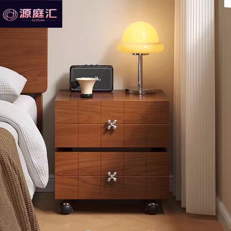 Rotatable drawer chest sofa side table solid wood creative light luxury mid-century style drawer storage cabinet bedside table