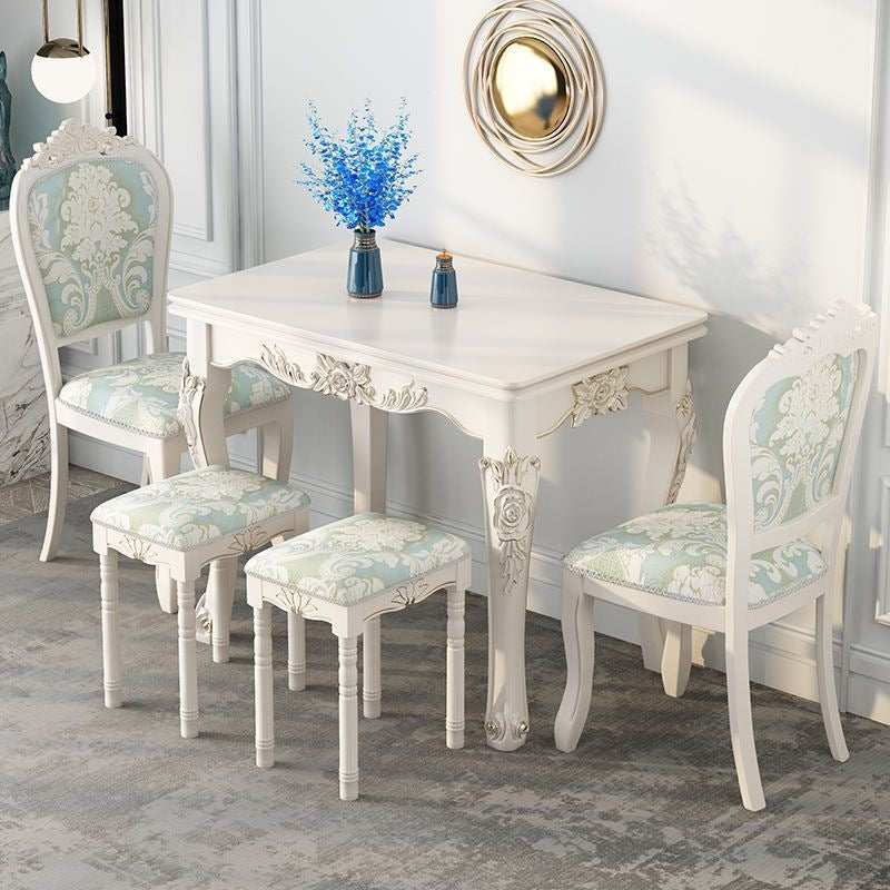 Dining table for home, small apartments, minimalist modern glass and solid wood folding rectangular dining table, european style dining table and chair set