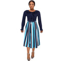 European and american cross-border e-commerce african plus size women's a-line skirt   striped flared skirt dress