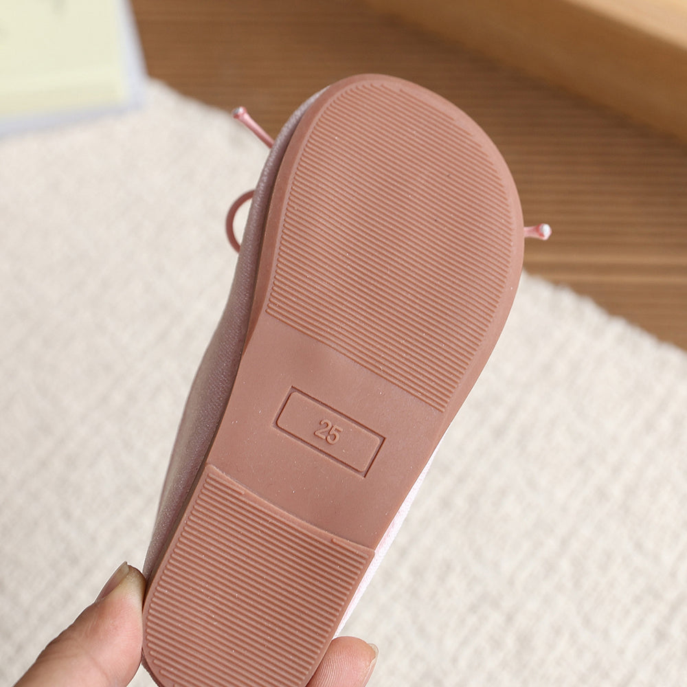 Vancahao girls' korean style princess shoes,  spring new collection, bowknot loafers, stylish and chic baby flats