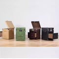 Second-hand style retro oil wax leather suitcase coffee table table old-fashioned creative genuine leather side table corner bedside table storage cabinet