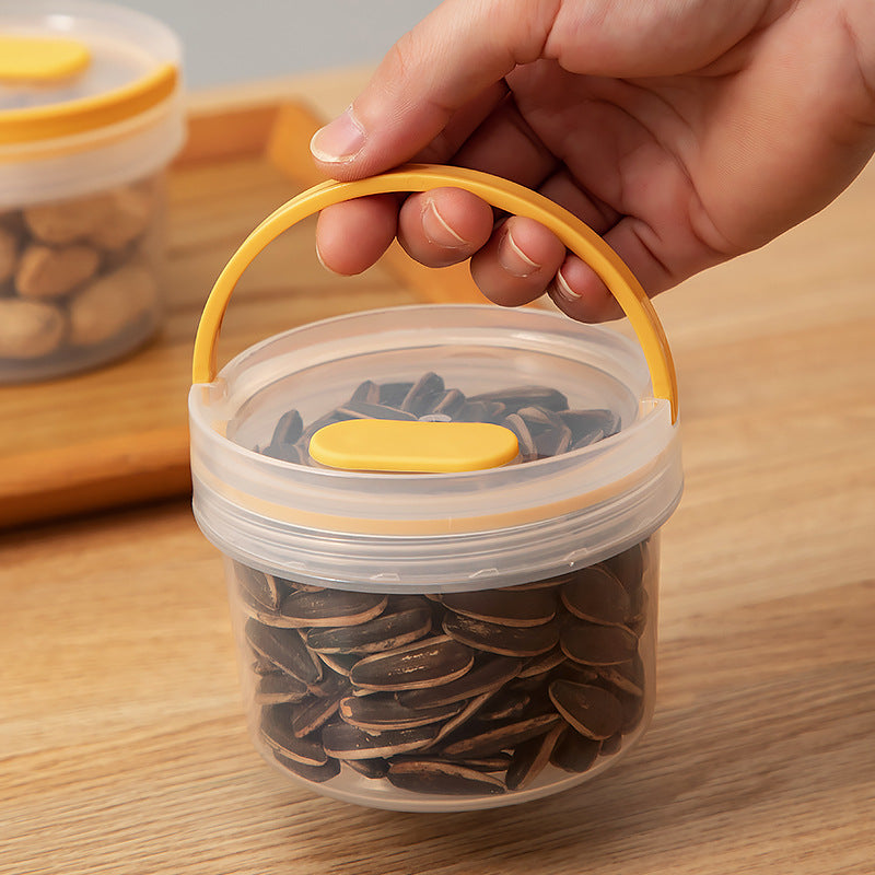 Portable snack storage box Plastic transparent sub-canning, dried fruit and nut storage can Round sealed fresh-keeping box