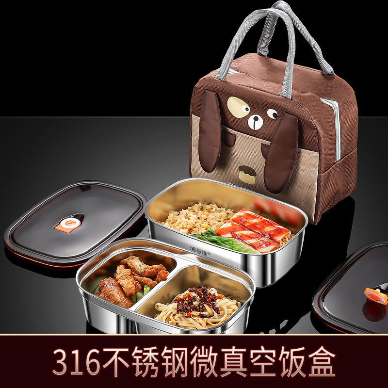 316 stainless steel micro-vacuum crisper lunch box large-capacity office worker bento box student portable lunch box set