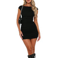 hot selling round neck big backless dress summerfashionsexy style high waist hip cover short skirt