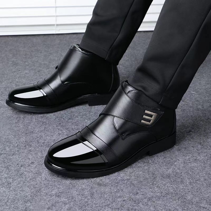 Boots 2025winter high-top boots men leather shoes genuine leather snow boots fleece-lined trendy leather boots heattech cotton shoes for men