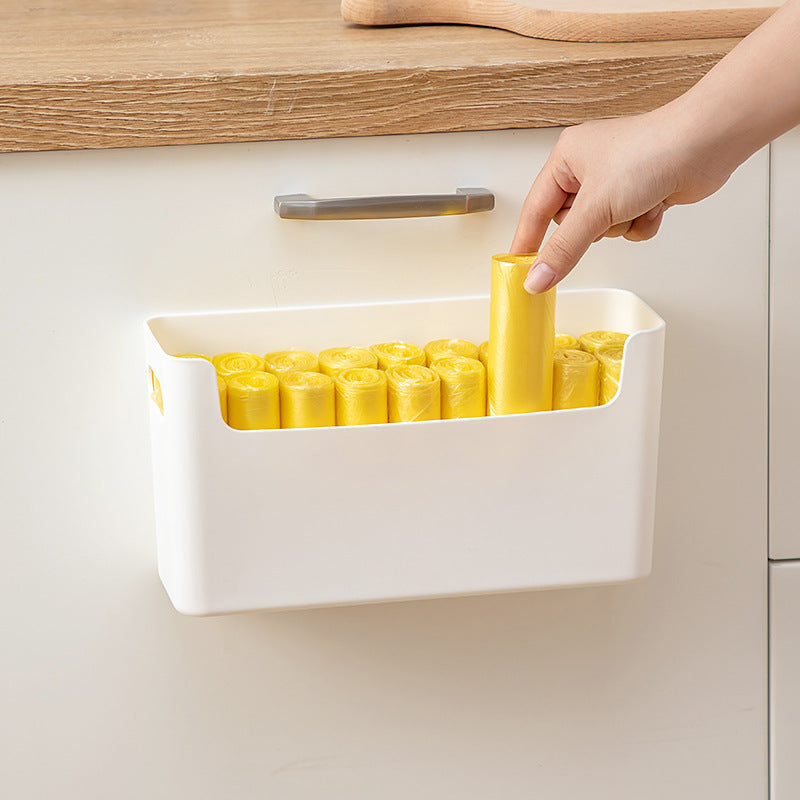 Household kitchen toilet garbage bag storage box wall-mounted artifact plastic bag non-punching plastic wrap storage box