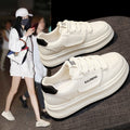 Women's shoes 2026 new spring leather upper student versatile white sneakers niche original casual chunky sole athletic platform shoes for women