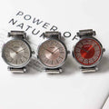 Anima red rhinestone steel band diamond-accented waterproof women's watch - luxury fashion quartz wristwatch with butterfly clasp
