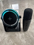 Customizable logo wireless induction wireless charging stand speaker microphone desktop 4-in-1 lazy live streaming speaker