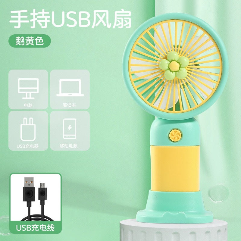 hot-selling handheld mini fan, featuring a cute floral cartoon design. usb powered, desktop mini portable fan, perfect for student gifts and wholesale