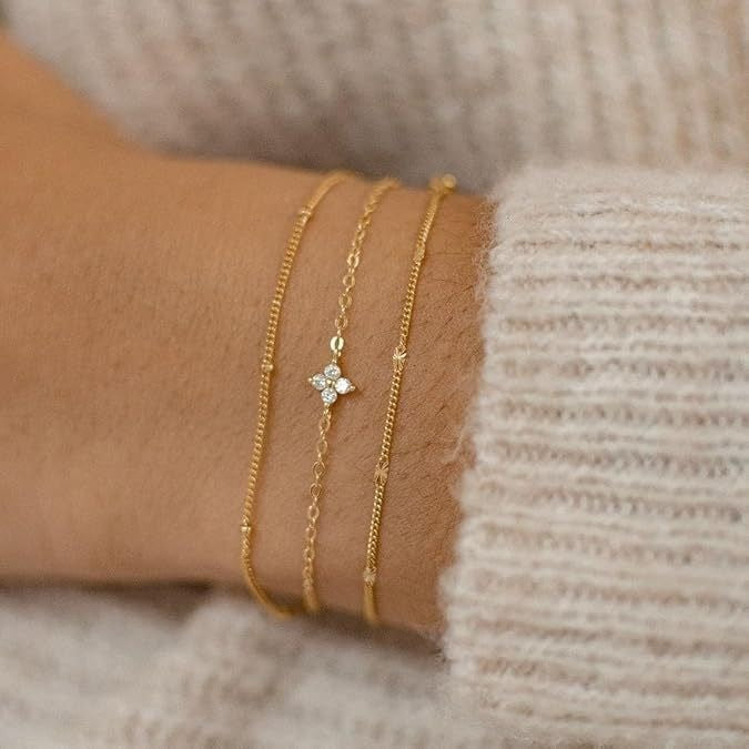 new arrival: amazon floral zircon beaded three-layer bracelet - layered jewelry, elegant, stylish, and perfect for a ladylike look
