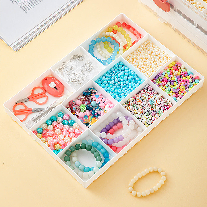Desktop beaded jewelry storage box Plastic with lid grid classification Multi-layer stackable loose bead bead storage box