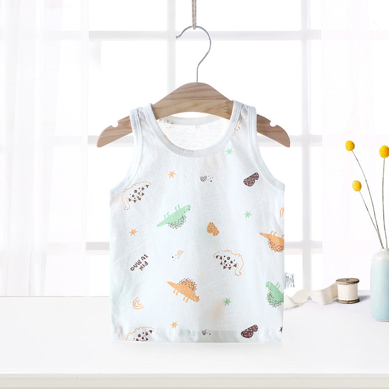 Baby vest summer strawberry ultra-thin style kids baby girl boy mesh sleeveless breathable undershirt belly protector