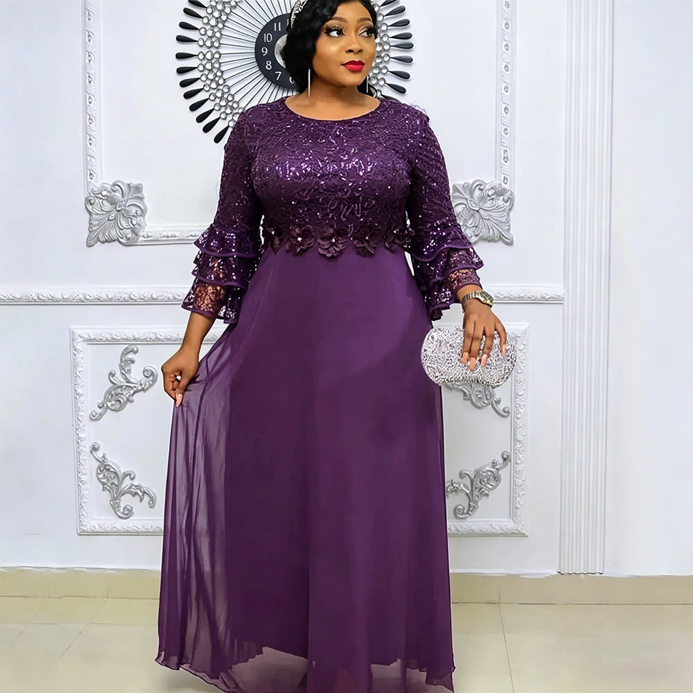African, european, and american plus-size women's clothing: new  lace-trimmed, heavily embellished chiffon dresses for , , and