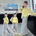 Girls'  spring/autumn new arrival: versatile casual loose-fit sweatpants set - two-piece outfit with floor-length straight-leg pants