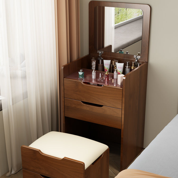 Solid wood dresser, small bedside storage cabinet, modern simple small apartment folding dresser, bedside makeup table