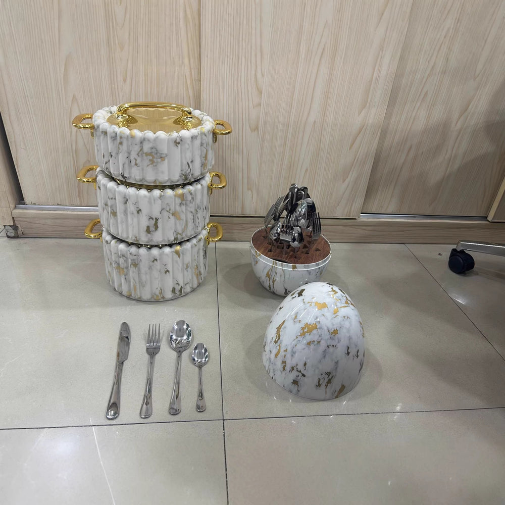 Food warmer 3pcs foreign trade column double-layer thermal insulation box 1.5l-2.0l-2.5l thermal insulation lunch box