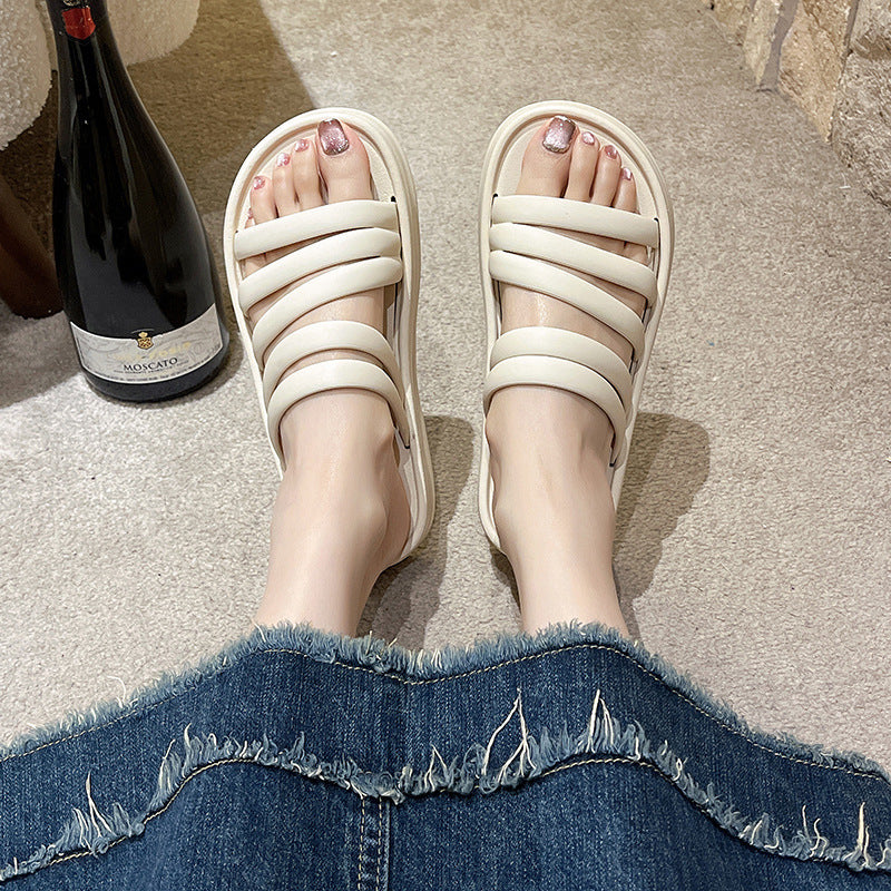 Summer outwear slippers new arrival student fashion beach roman one-line easiest for matchnon-slip soft bottom sandals thick solecasual
