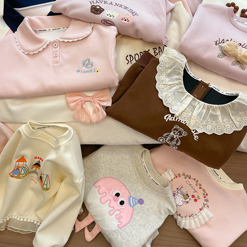 【sweatshirt collection】girls' sweatshirt - new spring/autumn cartoon long sleeve fashionable and stylish casual top for little girls