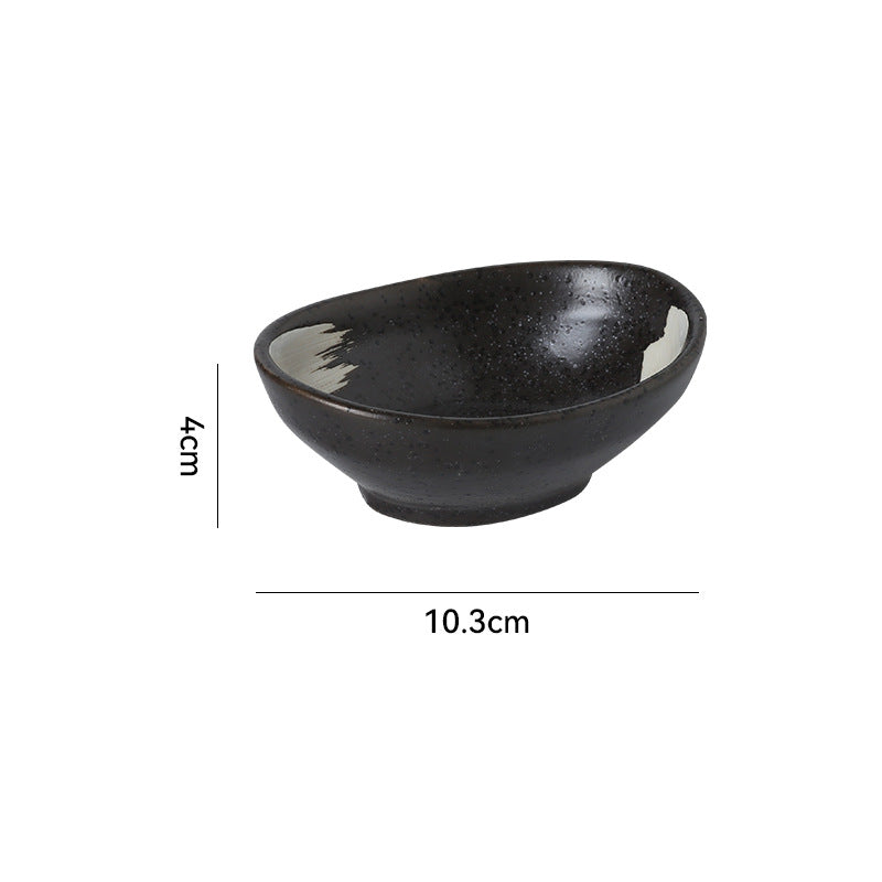 Japanese retro dipping sauce ceramic ingot dish - sushi topping, snack, and side dish plate - restaurant, hotel, and home use soy sauce dish