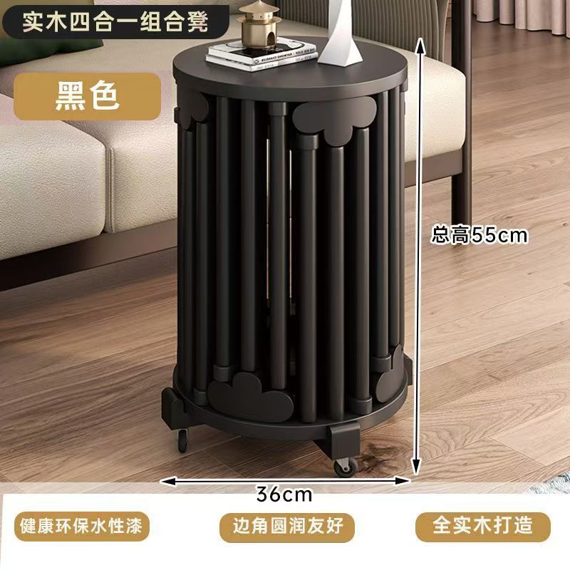 Coffee table stool solid wood dining table stool dining chair sofa for home living room small stool stackable foldable stool four-in-one stool