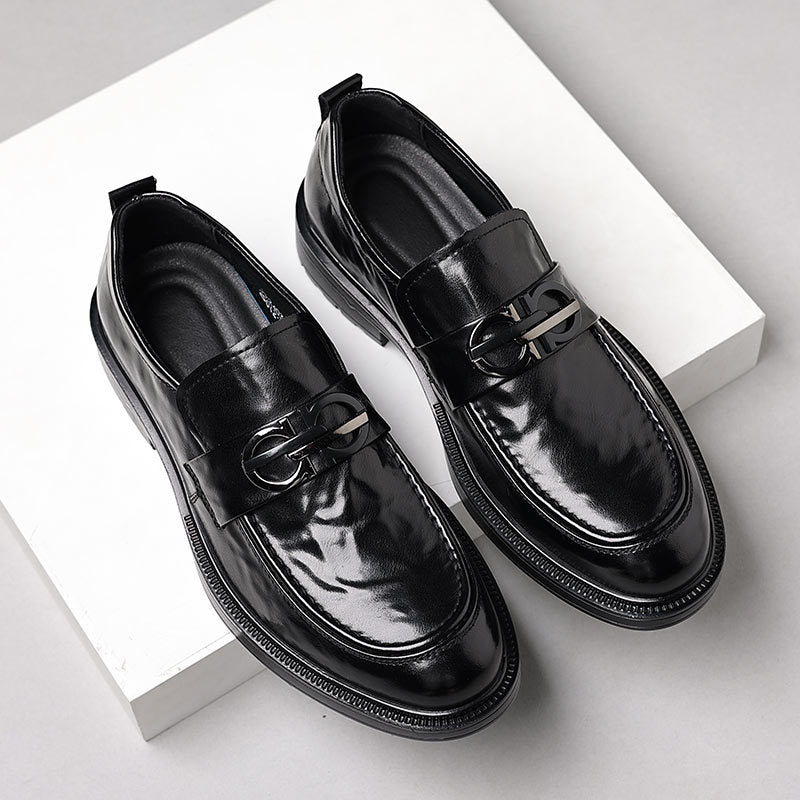 Genuine leather men's dress shoes - business, formal, casual slip-on loafers - trendy one-step-ons for weddings