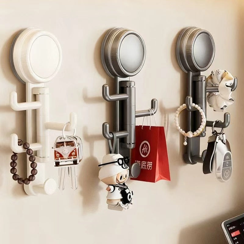 Suction cup hook rotate punch-free strong load-bearing entrance hat storage bracelet key pendant bathroom storage rack