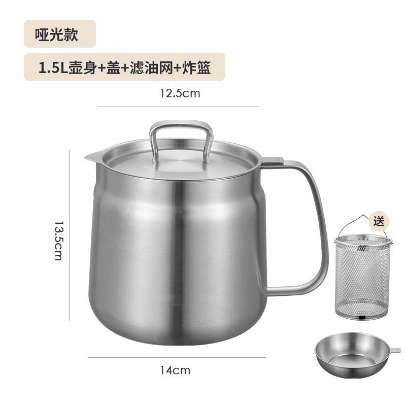 304 stainless steel uncoated multi-purpose pot with strainer, oil skimmer, kitchen lard container, small fryer - customizable