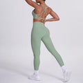 Cloud-feel compression yoga set: sexy open-back sports bra with high-waisted butt-lifting leggings and pockets - women's running & fitness apparel
