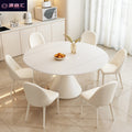 Rock slab dining table round modern living room dining table round rotating telescopic rock slab dining table