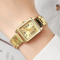 hot-selling small square watch, square women's watch, gold-tone stainless steel band quartz watch, fashionable and elegant watch, manufacturer in-stock wholesale