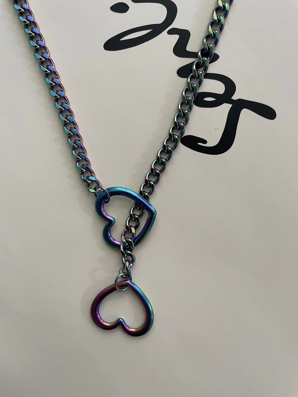 Amazon wide light luxury style y-ring slider chain stainless steel necklace handmade punk cuban chain necklace