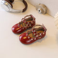 Custom girls' leather shoes - korean style, kids' patent leather princess shoes, fashionable studded bowknot flats, performance shoes