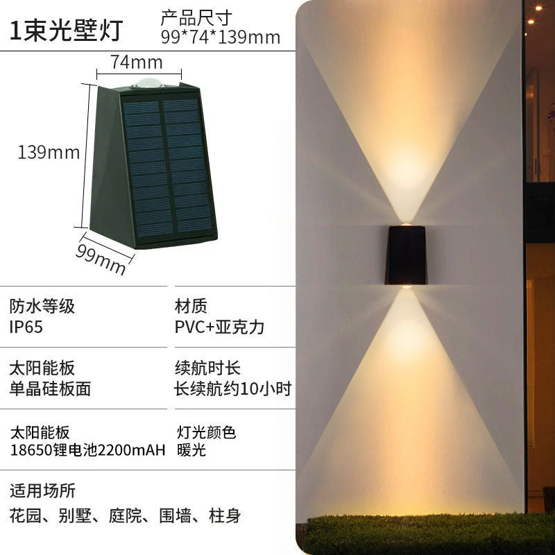 Solar outdoor lights - landscape decorative lighting for courtyards, villas, balconies, gardens, and walls - waterproof outdoor wall lights and wash lights